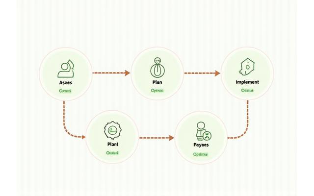 Infographic illustrating AetherianLuxora Bloom's personalized wellness process: Assess, Plan, Implement, Optimize.