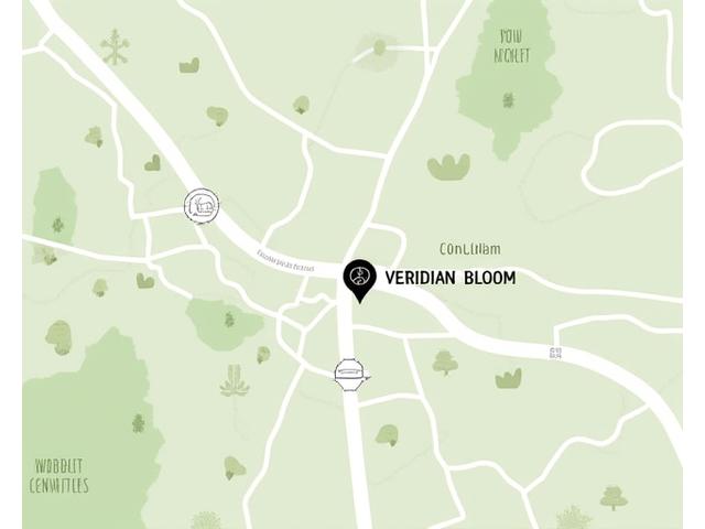 An illustrative map showing the AetherianLuxora Bloom office location in Boulder, Colorado, surrounded by green spaces and mountains.
